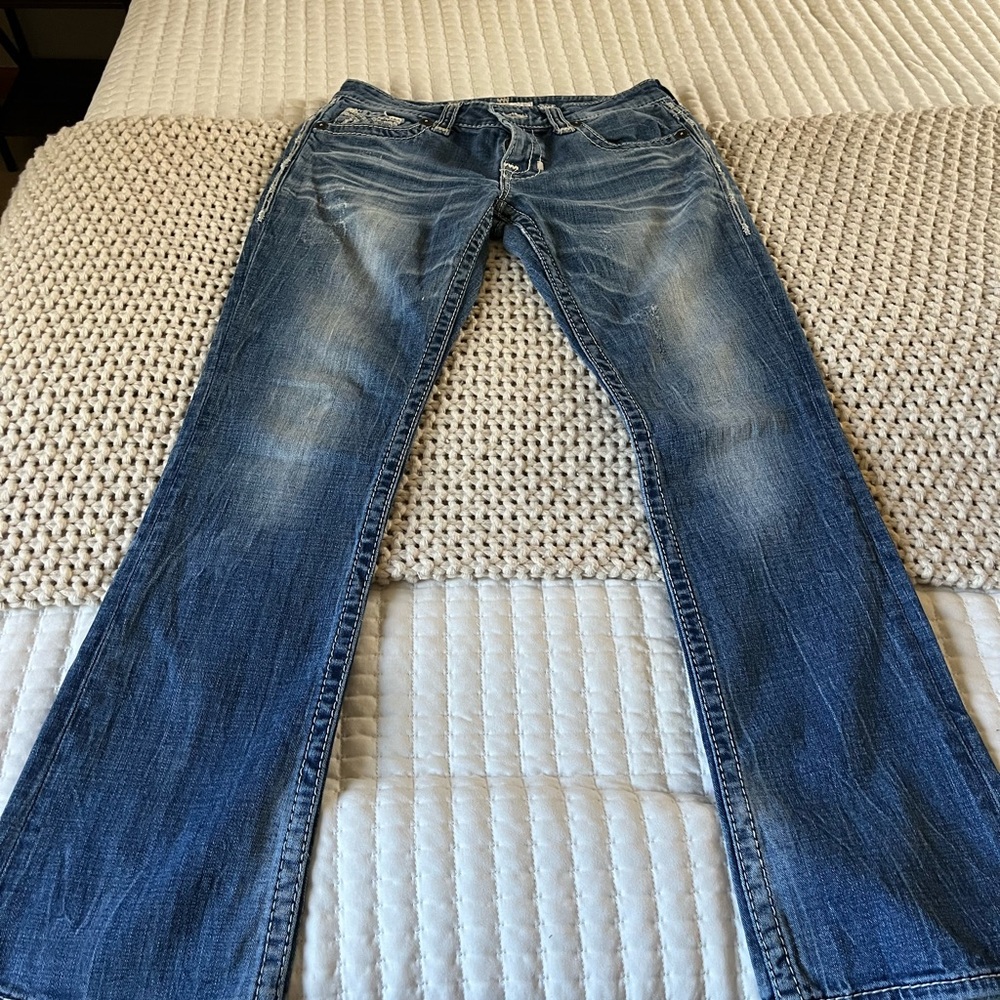 Big Star Liv Slim Bootcut Jeans in Faded Blue, size 27R